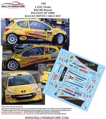 Décalcomanies 1/18 Peugeot 207 Keferbock Rallye Monte-Carlo 2015 WRC - Neuf