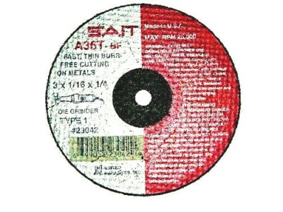 3'' x 1/16'' x 1/4'' Cut Off Wheel Type 1 High Speed Thin Blade USA SAIT 23042