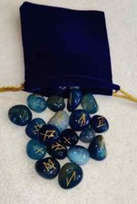 Natural AAA Blue Onyx Rune Stones Set 25 Pcs for Divination Healing
