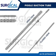 POOLE Suction Tube 8.75" with 16 French O.D. Straight Stainless German Grade