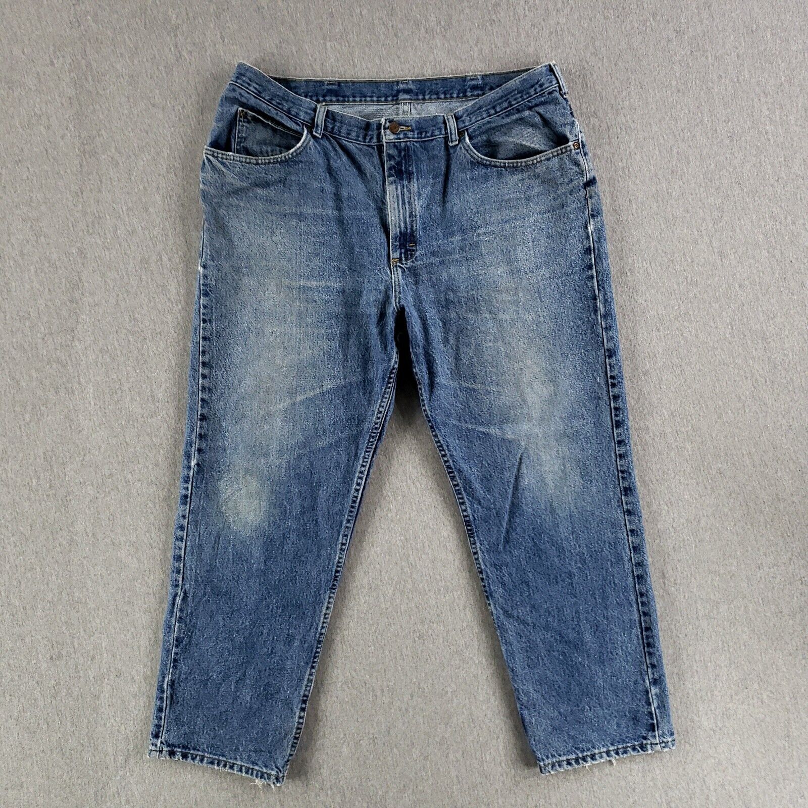 VINTAGE Lee Jeans 40x30 Classic Faded Denim Broken In Work Pants 90s Stone Wash