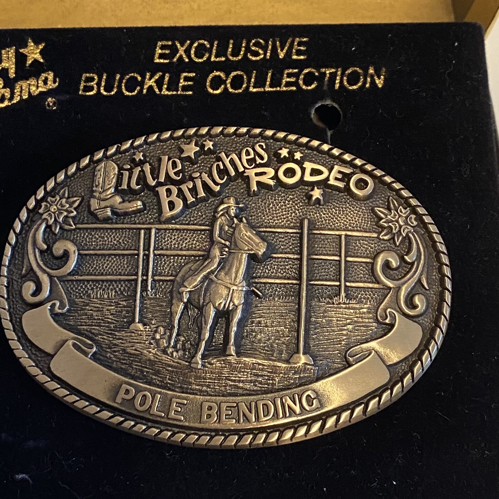 Hebilla de cinturón de latón doblable Tony Lama Little Britches Rodeo primera edición