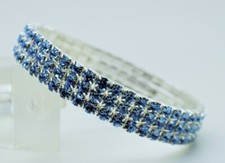 3 Row Silver blue color Rhinestone Crystal Stretch elastic Bracelets wedding
