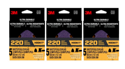 3M Ultra Durable Detail Sanding Sheets, 220 grit, 5 Sheets 3 Pack