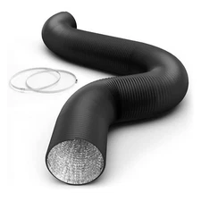 10 Inch 25 Feet Aluminum Ducting 4 Layer Protection Vent Hose 2 Clamps Black