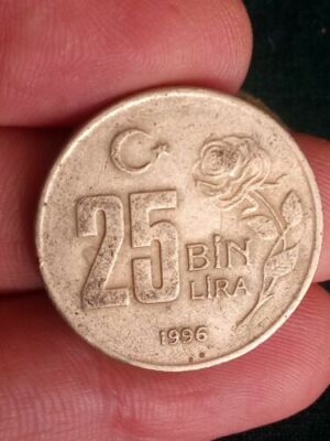 Coin, Turkey 25000 Lira 25 Bin Lira, 1996, VF Ataturk Kayihan coins 