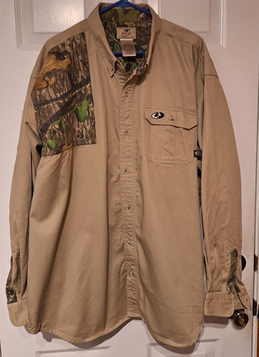 Mossy Oak Apparel Long Sleeve Shooter Shirt Mens Size 3XL Khaki Obsession Camo - 第 1/8 張圖片