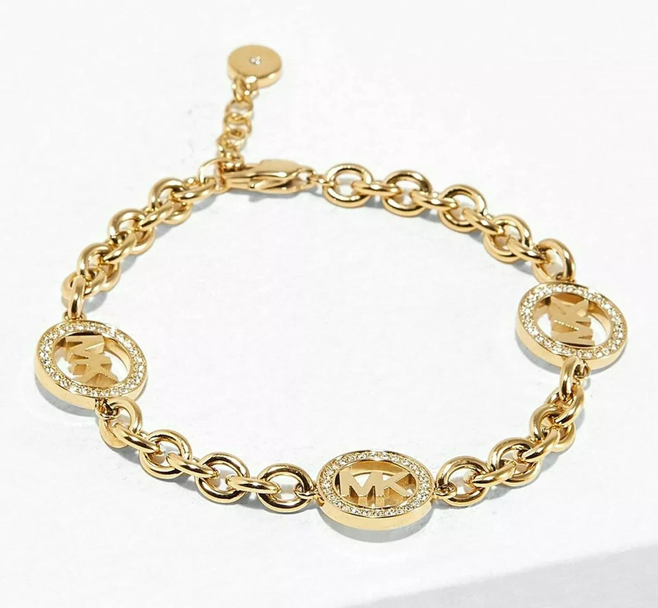 Pulsera Michael Kors Oro Pavé Cristal Cadena Fulton Logo MKJ4729710 Foto 2 de 4