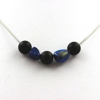Steine Und MinéRaux. Halskette Perlen Schwarz Onyx Matt 8 Mm + Lapislazuli Du