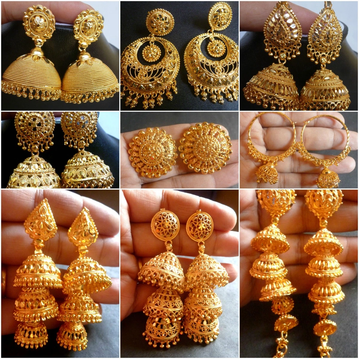 22K Gold plated Indian Variation Different Earrings Jhumka party Wedding Design