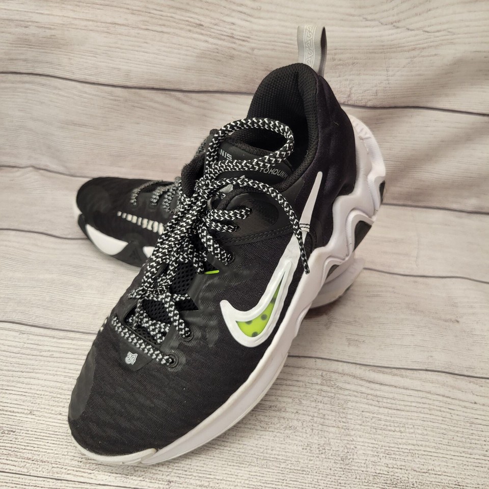 Nike Youth Giannis Antetokounmpo Black White Lime Basketball Shoes, 6