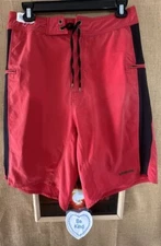 patagonia men’s red black board short 34 relaxed stretch zipper pockets