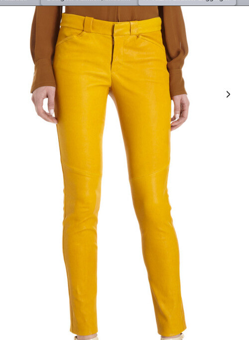 FILA Leggings in pelle Rowe giallo ALC taglia 8US 12UK *