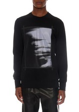 Helmut Lang Size Small Mesh Ghost Print Textured Longsleeve Sweatshirt in Black