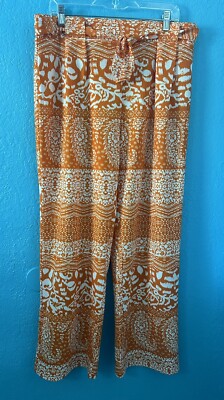 Soho Apparel LTD.Casual Pants.orange And White Pull Up ,Elastic Waist .Sz:Lg.New