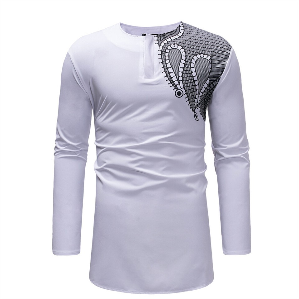 Camisa Musulmana Ropa Étnica para Hombres Camisas Bronceadoras Árabe Islámico Manga Larga Top