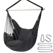 Hammock Chair Hanging Rope Swing Chair, Max 500 Lbs, 2 Seat Cushions Included...