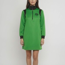 Gucci Green Logo Patch Jersey Turtleneck Mini Dress XXS
