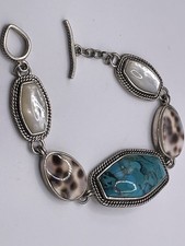 Sterling Barse Bracelet Turquoise MOP Cowry S...