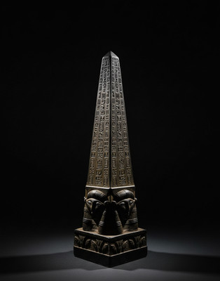 Rare Ancient Egyptian Obelisk Goddess Hathor Faces with Pharaonic Inscriptions