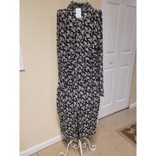 Black/White Stretch Mesh Ruched Whimsygoth Midi Dress Fully LIned Size XL NWT