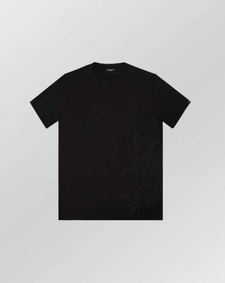STEFANO RICCI SALE  SILK COTTON EAGLE  $850 BLACK EMBROIDERED  T-SHIRT SZ: 4XL