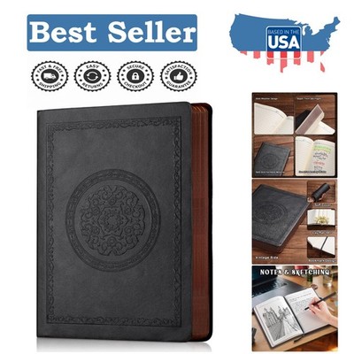 Luxurious Vintage Leather Journal Notebook - 300 Pages, A5 Size (5.7'' x 8.3'')