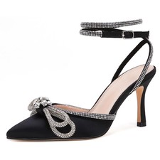 VETASTE Women's Double Bow Pointed Toe Ankle Strap Crystal Pumps Wedding Brid...