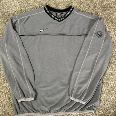 Vintage Nike Fleece Pullover Mens Medium Gray Team Nike Sweater Embroidery 