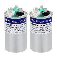 2PCS 30 5uF 30/5MFD 370V or 440V Dual Run Start Round UL Listed AC Capacitor ...