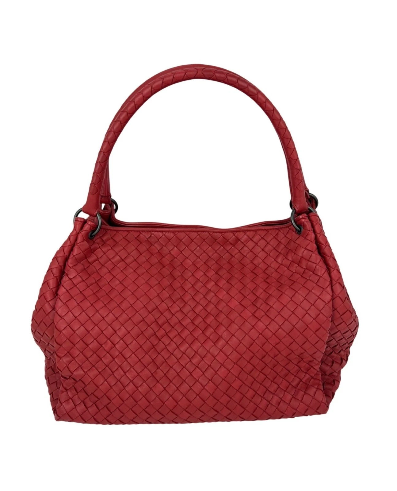 Bottega Veneta — Bottega Veneta Red Intrecciato Leather Shoulder Tote Bag  EBAY LIVE