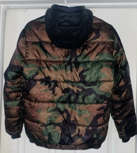 Jordan Puffer Jacket Youth Boys Size L 12-13 Yrs Camouflage Hooded Spellout - Picture 2 of 3
