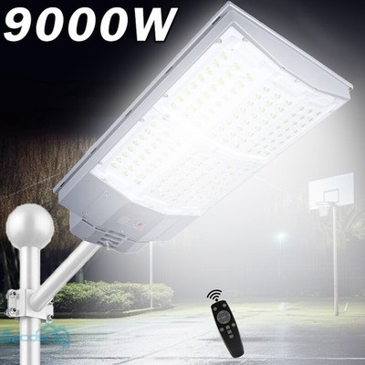 9000W Commercial Solar Street Light Dusk-to-Dawn Lamp for Parking Lot Road Yard