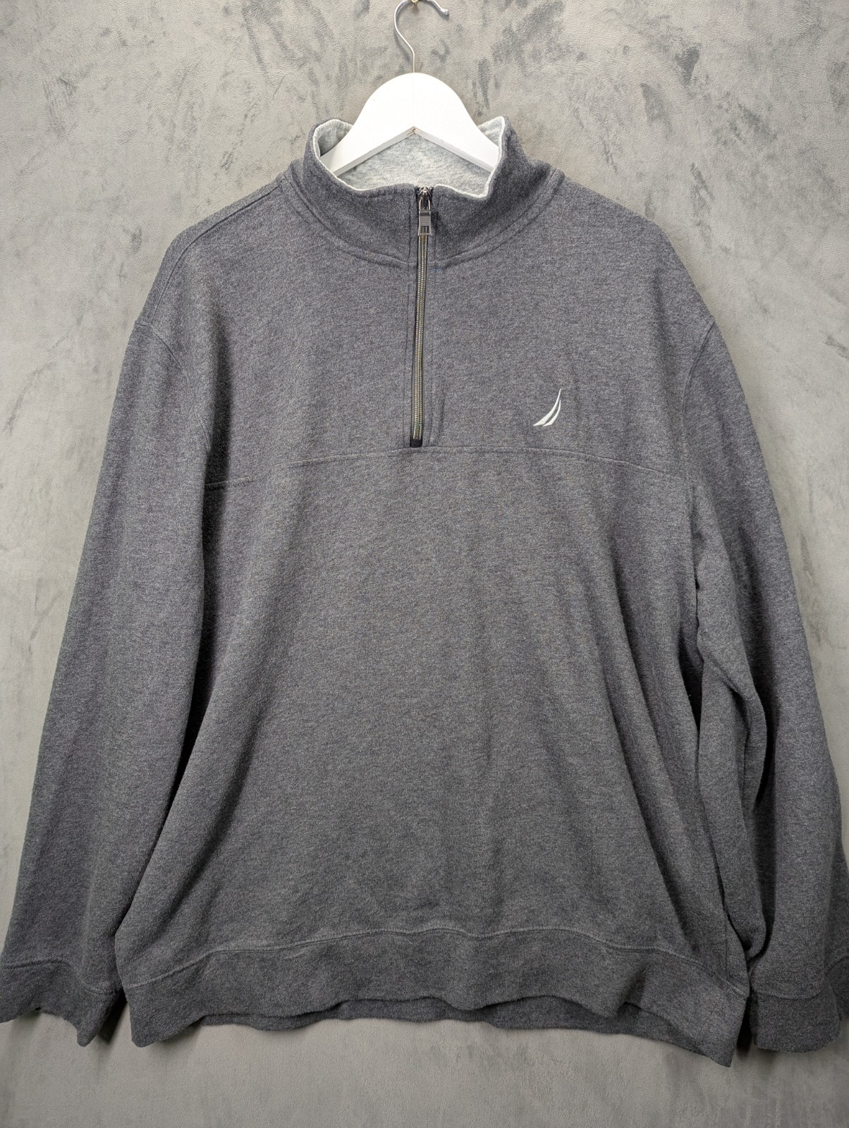 Nautica Men’s 1/4 Quarter Zip Sweatshirt Size 2XL Grey Long Sleeve Cotton Mix