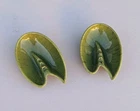 VTG Pair Of Mid Century Haeger Art Deco Ashtrays #1056 ? In Avocado Green