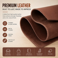 4mm Vegetable Tanned Cowhide Leather Sheet Dark Brown Full Grain Craft Hide