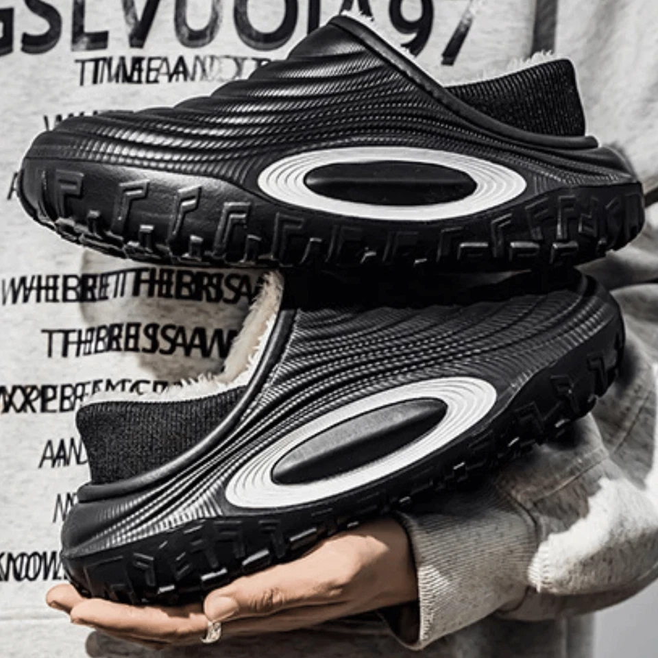 Zapatillas zueco de invierno para hombre cálidas forradas de felpa impermeables interiores exteriores zapatos acogedores Foto 4 de 4