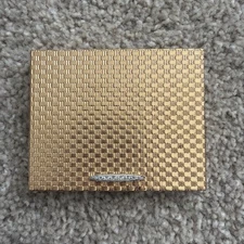 Vintage Revlon Love Pat Basket Weave Gold Tone Metal Rhinestones Powder Compact
