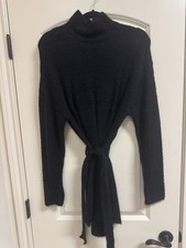 Black Turtle Neck Sweater Dress Size Small With Tie Belt