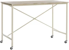 Home Office Callie Modern Rustic Brown and Cream Rolling Desk