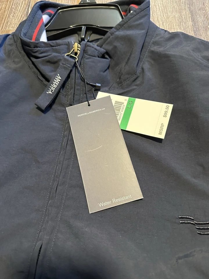 PERRY ELLIS AMERICA DARK SAPHIRE BLUE LARGE NYLON WIND RAIN JACKET MENS NWT NEW - Image 3 of 4