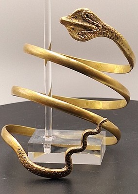 Vintage Egyptian Revival Brass Wrap Around Arm Bracelet