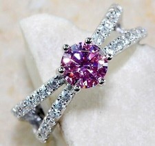 2CT Treated Pink Sapphire  Topaz 925 Solid Sterling Silver Ring Sz 6 MK1-4