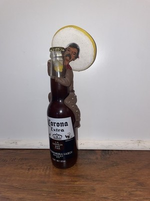 Vtg Beer Corona Extra Advertising Statue Bottle Hugging Man Mexican Breweriana