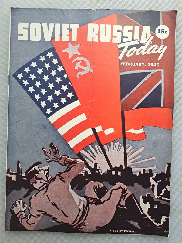 Soviet Russia Today February 1945 WWII Propaganda Monthly Hitler Poster Cover