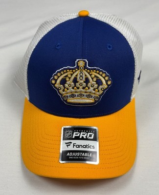 LA Kings Fanatics Authentic Pro Crown Trucker Hat Blue Gold NHL New