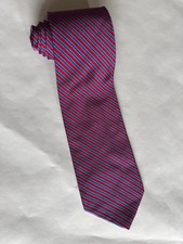 Pre-owned Brooks Brothers Red and Blue Striped Tie 100% Silk Made in USA