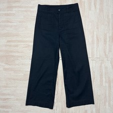 Maeve Women s The Colette High Rise Wide Leg Crop Linen Blend Blue Pants Size 4