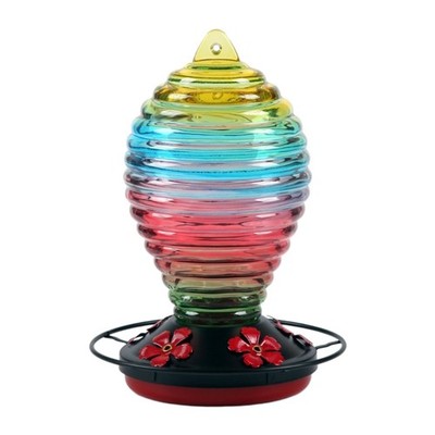 Colored Glass Water Station for Hummingbirds in Yard Bird Drinking Fountain