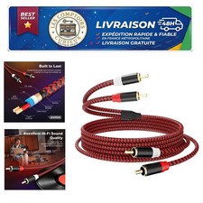 RCA Audio Cable 3 ft 2RCA Male to 2RCA Male Braided Stereo Subwoofer